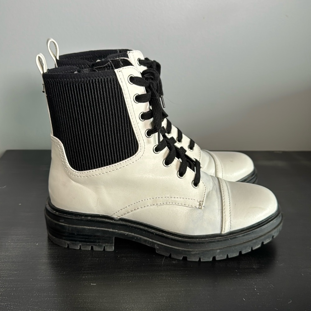 Circus by Sam Edelman White and Black Combat Boots